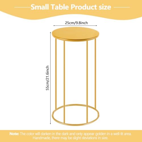 Upgraded 21.6"x9.8" Gold Pedestal Table - Accent Side Table for Living Room in 21.6"x9.8" in Gold, alternate view 3