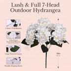 Upgraded 7-Head White Hydrangea Artificial Flowers, UV Resistant, 4PCS, alternate view 2