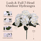 Upgraded 7-Head White Hydrangea Artificial Flowers, UV Resistant, 8PCS, alternate view 2