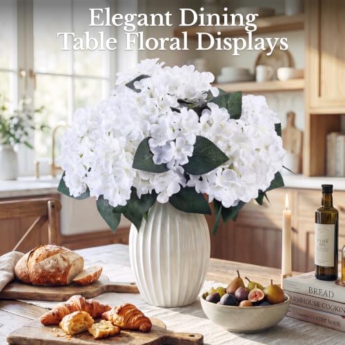 Upgraded 7-Head White Hydrangea Artificial Flowers, UV Resistant, 8PCS, alternate view 6