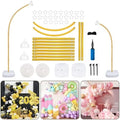 [Upgraded] Balloon Arch Kit 8.2ft+6ft, Gold Half Balloon Arch Stand with Base, Free Bending Top Curve Balloon