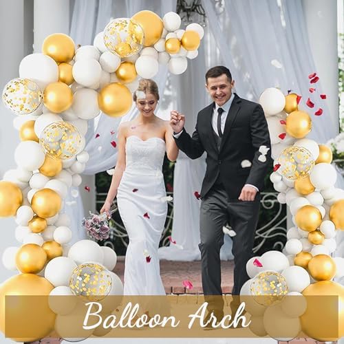 [Upgraded] Balloon Arch Kit 8.2ft+6ft, Gold Half Balloon Arch Stand with Base, Free Bending Top Curve Balloon, alternate view