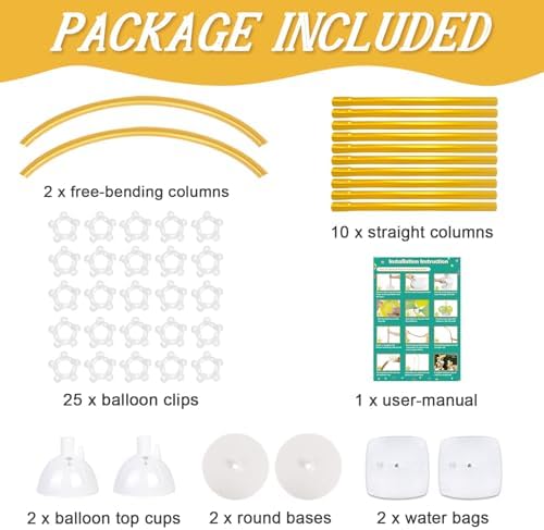 [Upgraded] Balloon Arch Kit 8.2ft+6ft, Gold Half Balloon Arch Stand with Base, Free Bending Top Curve Balloon, alternate view