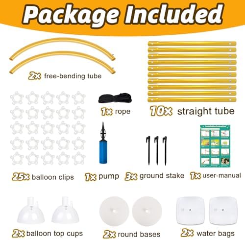 [Upgraded] Balloon Arch Kit 8.2ft+6ft, Gold Half Balloon Arch Stand with Base, Free Bending Top Curve Balloon, alternate view