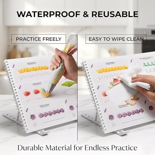Upgraded Cake Practice Decorating Board with Adjustable Stand Thickened Waterproof, 23 Sheets Icing Piping, alternate view 4