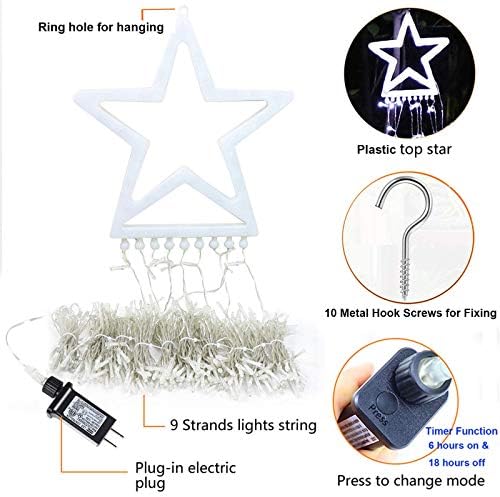 (Upgraded Christmas Decoration Outdoor Star String Lights, 320 LED Christmas Tree Topper Lights with 12" Lighted, alternate