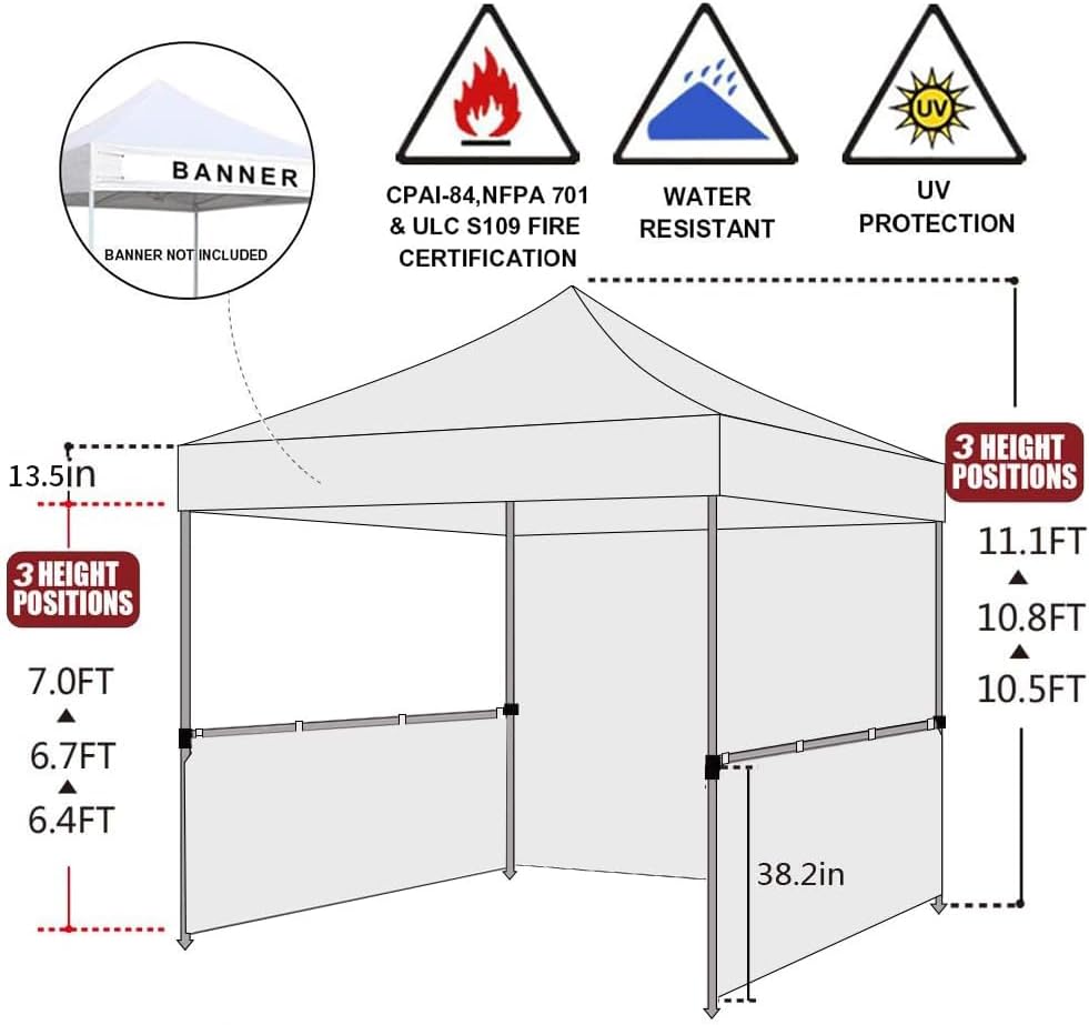 USA 10x10 Pop-up Booth Canopy Tent, Commercial Instant, Black in Black, alternate view 3