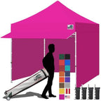 USA 10x10 Pop Up Canopy, Commercial Tent with Patented No-Tip Rolling Bag,30sqft Extension Awning & 4 Zippered