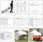 USA 10x10 Pop Up Canopy, Commercial Tent with Patented No-Tip Rolling Bag,30sqft Extension Awning & 4 Zippered, alternate