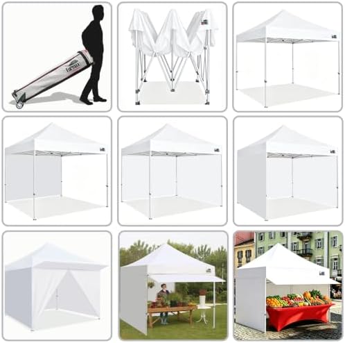 USA 10x10 Pop Up Canopy, Commercial Tent with Patented No-Tip Rolling Bag,30sqft Extension Awning & 4 Zippered, alternate