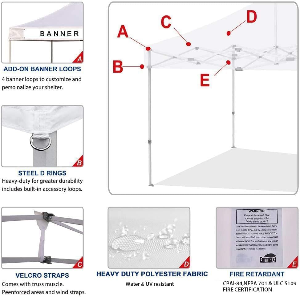 USA 10x10 Pop Up Canopy Replacement Top, Universal Instant Canopy Cover ONLY, Heavy Duty UPF 50+ UV Protection, alternate