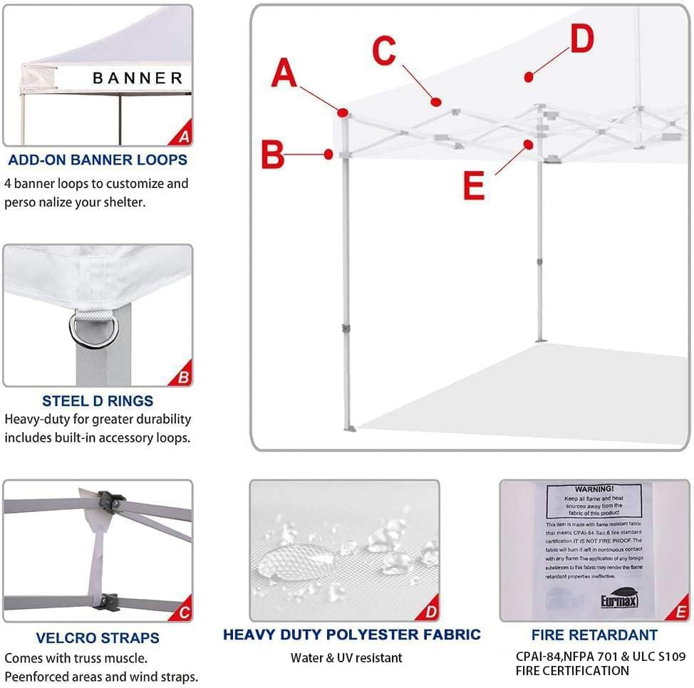 USA 10x10 Pop Up Canopy Replacement Top, Universal Instant Canopy Cover ONLY, Heavy Duty UPF 50+ UV Protection, alternate
