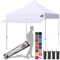 USA 10x10 Pop Up Canopy Tent, Commercial Grade Event Tent with Patented No-Tip Rolling Bag, 30sqft Extension