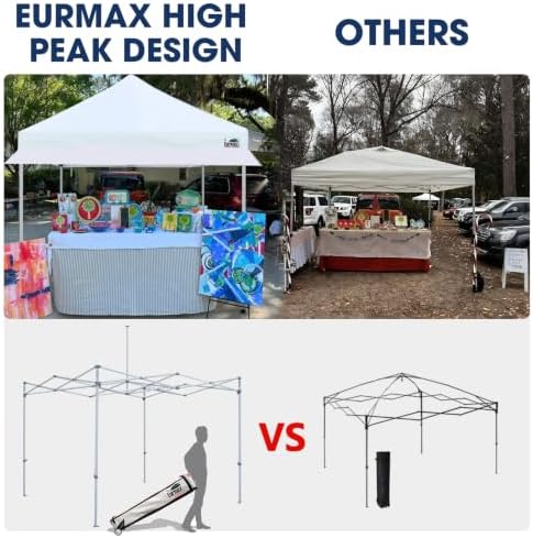 USA 10x10 Pop Up Canopy Tent, Commercial Grade Event Tent with Patented No-Tip Rolling Bag, 30sqft Extension, alternate view