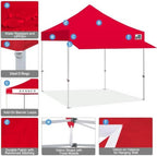 USA 10x10 Pop Up Canopy Tent, Commercial Grade Event Tent with Patented No-Tip Rolling Bag, 30sqft Extension, alternate view