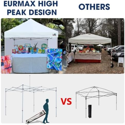 USA 10x10 Pop Up Canopy Tent, Commercial Tent with Patented No-Tip Rolling Bag,4 Zippered Removable Walls, UV &, alternate