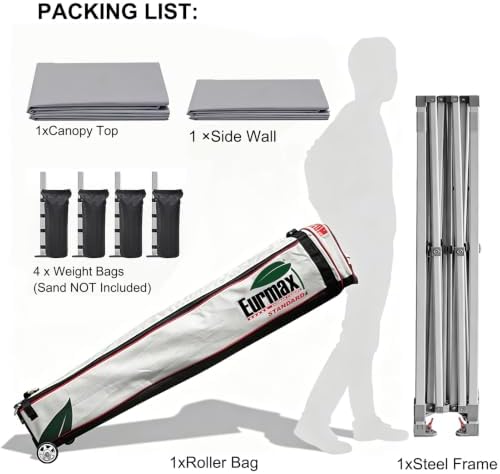 USA 10x10 Pop Up Canopy with 1 Side Wall, Commercial Instant Tent for Outdoors, Patented No-Tip Rolling Storage, alternate