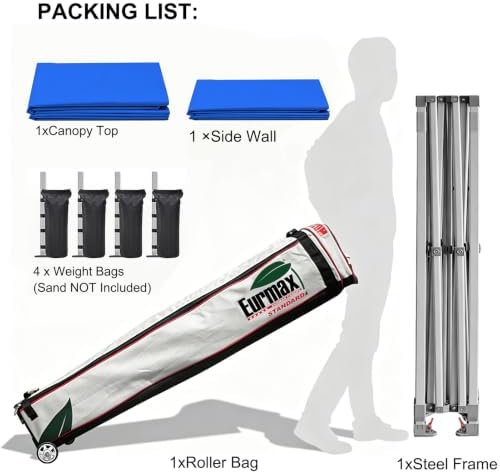 USA 10x10 Pop Up Canopy with 1 Side Wall, Commercial Instant Tent for Outdoors, Patented No-Tip Rolling Storage, alternate
