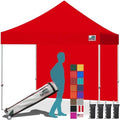 USA 10x10 Pop Up Canopy with 1 Side Wall, Commercial Instant Tent for Outdoors, Patented No-Tip Rolling Storage