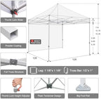 USA 10x10 Pop Up Canopy with 1 Side Wall, Commercial Instant Tent for Outdoors, Patented No-Tip Rolling Storage, alternate