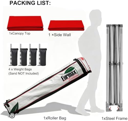 USA 10x10 Pop Up Canopy with 1 Side Wall, Commercial Instant Tent for Outdoors, Patented No-Tip Rolling Storage, alternate