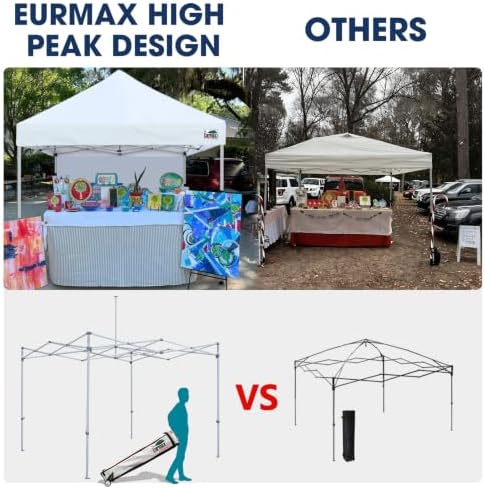 USA 10x10 Pop Up Canopy with 1 Side Wall, Commercial Instant Tent for Outdoors, Patented No-Tip Rolling Storage, alternate