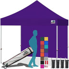 USA 10x10 Pop Up Canopy with 1 Side Wall, Commercial Instant Tent for Outdoors, Patented No-Tip Rolling Storage