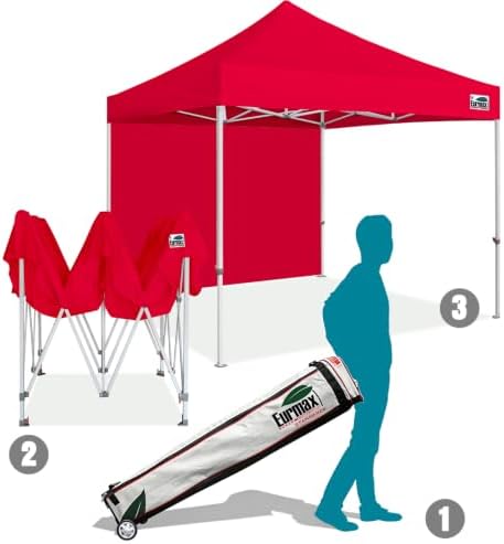 USA 10x10 Pop Up Canopy with 1 Side Wall, Commercial Instant Tent for Outdoors, Patented No-Tip Rolling Storage, alternate