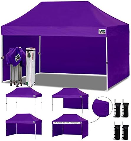 USA 10x15 Pop Up Canopy Tent, Commercial Tent with Patented No-Tip Rolling Bag,4 Zippered Removable Walls, UV &