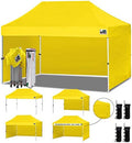 USA 10x15 Pop Up Canopy Tent, Commercial Tent with Patented No-Tip Rolling Bag,4 Zippered Removable Walls, UV &