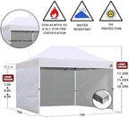 USA 10x15 Pop Up Canopy Tent, Commercial Tent with Patented No-Tip Rolling Bag,4 Zippered Removable Walls, UV &, alternate