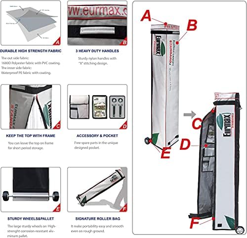 USA 10x15 Pop Up Canopy Tent, Commercial Tent with Patented No-Tip Rolling Bag,4 Zippered Removable Walls, UV &, alternate
