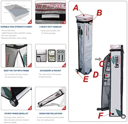 USA 10x20 Pop Up Canopy Tent, Commercial Tent with Patented No-Tip Rolling Bag,4 Zippered Removable Walls, UV &, alternate