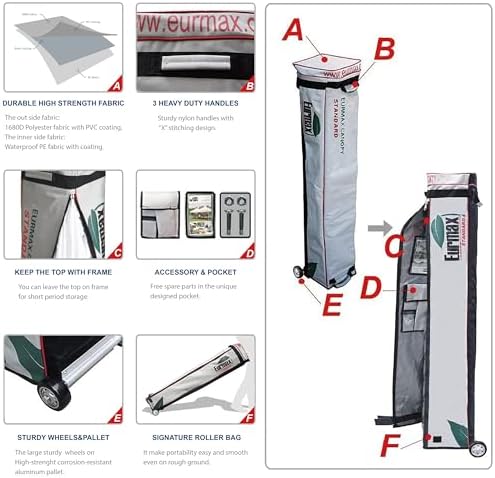USA 10x20 Pop Up Canopy Tent, Commercial Tent with Patented No-Tip Rolling Bag,4 Zippered Removable Walls, UV &, alternate