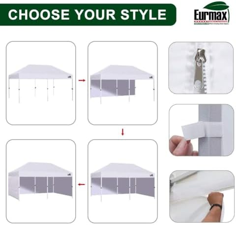 USA 10x20 Pop Up Canopy Tent, Commercial Tent with Patented No-Tip Rolling Bag,4 Zippered Removable Walls, UV &, alternate