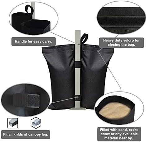 USA 130LBS 4-Pack Universal Canopy Weights, Reinforced Double Pockets, Secure Wind Protection, Easy Wrap-Around, alternate