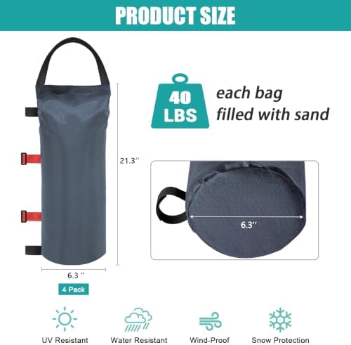 USA 160LBS 4-Pack Universal Canopy Weights, Secure Wind Protection to Prevent Tipping, Easy Wrap-Around, alternate view 3