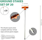 USA 20-Pack Secure Protection Galvanized Tent Stakes, Rust-Proof Steel Canopy Anchors for High Winds, Heavy Duty, alternate