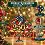 USA 250th Anniversary Ornament - Patriotic Maple Leaf Ornament 1776-2026 - America 250 Christmas Decor, alternate view 4