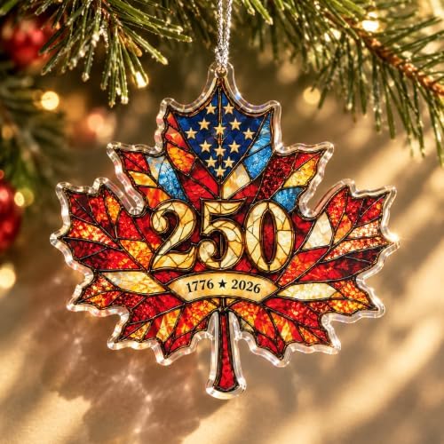 USA 250th Anniversary Ornament - Patriotic Maple Leaf Ornament 1776-2026 - America 250 Christmas Decor, alternate view 6