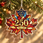 USA 250th Anniversary Ornament - Patriotic Maple Leaf Ornament 1776-2026 - America 250 Christmas Decor, alternate view 6