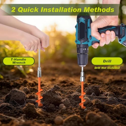 USA 4-Pack Screw in Ground Anchors, Detachable Spiral Tent Stakes, Heavy Duty Rust Proof Metal Trampoline, alternate view 6