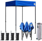 USA 5x5 Flat Top Pop Up Canopy Tent Outdoor Portable Instant Shelter Bonus 4 SandBags (Flat Blue)