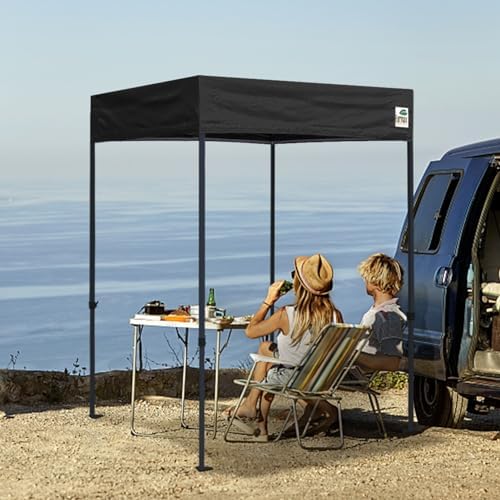 USA 5x5 Flat Top Pop Up Canopy Tent Outdoor Portable Instant Shelter Bonus 4 SandBags (Flat Blue), alternate view 2