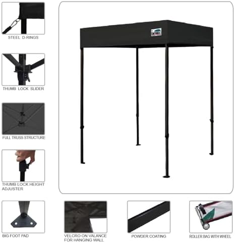 USA 5x5 Flat Top Pop Up Canopy Tent Outdoor Portable Instant Shelter Bonus 4 SandBags (Flat Blue), alternate view 5