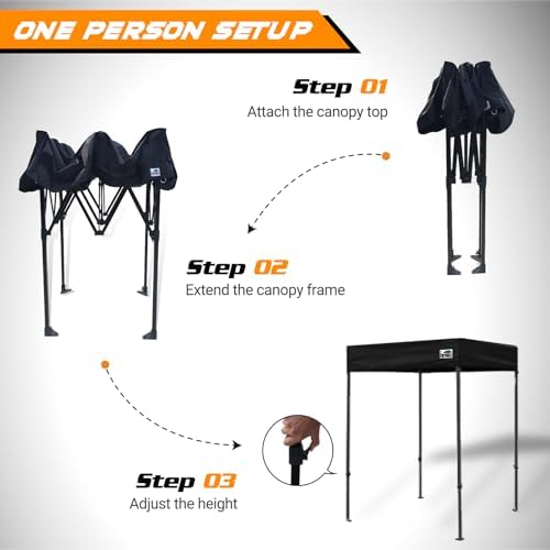 USA 5x5 Flat Top Pop Up Canopy Tent Outdoor Portable Instant Shelter Bonus 4 SandBags (Flat Blue), alternate view 6