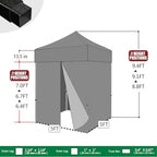 USA 5x5 Pop Up Canopy Tent, Commercial Tent with Patented No-Tip Rolling Bag,4 Zippered Removable Walls, UV &, alternate view