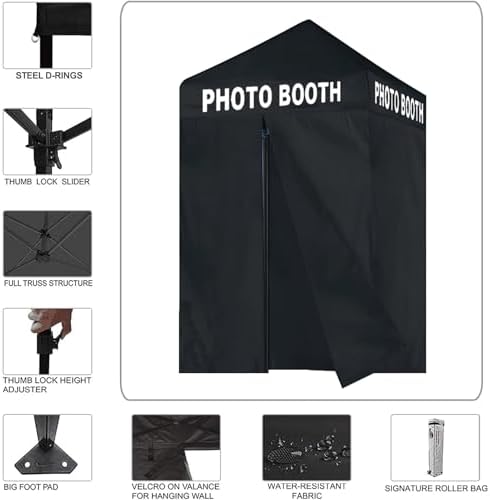 USA 5x5 Pop Up Canopy Tent, Commercial Tent with Patented No-Tip Rolling Bag,4 Zippered Removable Walls, UV &, alternate view