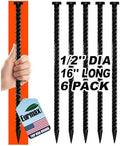 USA 6-Pack 16 Inch Rust-Proof Steel Canopy Anchors for High Winds, 1/2 Inch Galvanized Rebar Stakes Heavy Duty