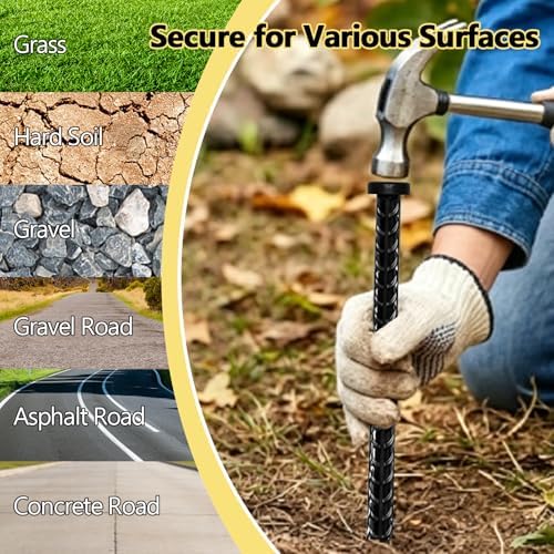 USA 6-Pack 16 Inch Rust-Proof Steel Canopy Anchors for High Winds, 1/2 Inch Galvanized Rebar Stakes Heavy Duty, alternate